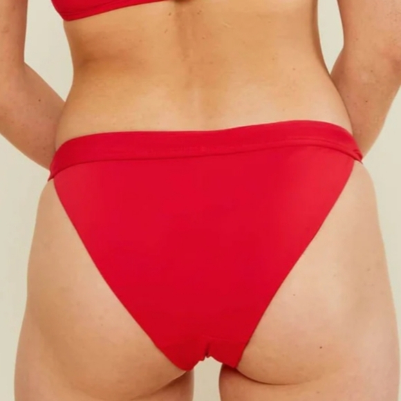 NWT Andie Swim, The Banded Cheeky Bikini Bottom, Cherry Red, Size XS - Picture 2 of 8